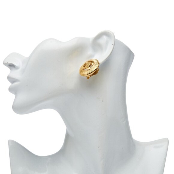 CHANEL Gold Logo Earrings - Picture 6 of 6